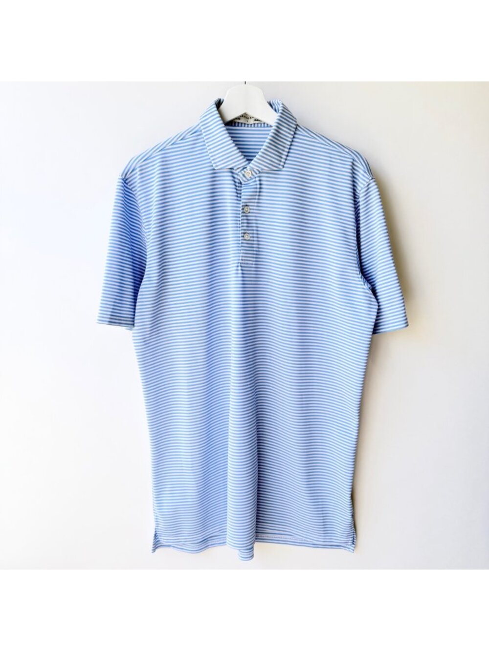 Holderness & Bourne Men’s L Blue White Stripe Performance Golf Polo Shirt *